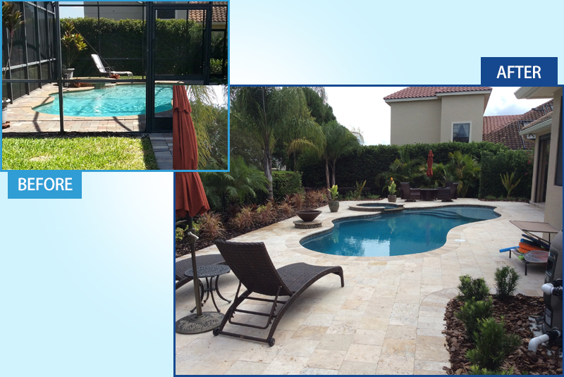 before and after of second pool renovation